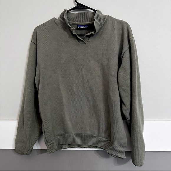 Patagonia Sweaters - Patagonia Womens 10 Pullover Sweater Sweatshirt Green Cotton Made In USA Knit